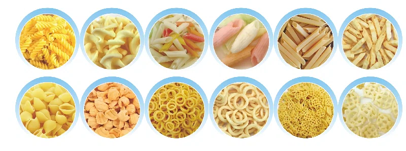 Actual sample range for a separate 2D and 3D snack pellet line