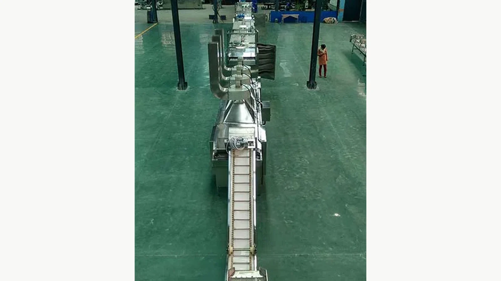 Factory assembly reference used to review access around a puffed snack drying section