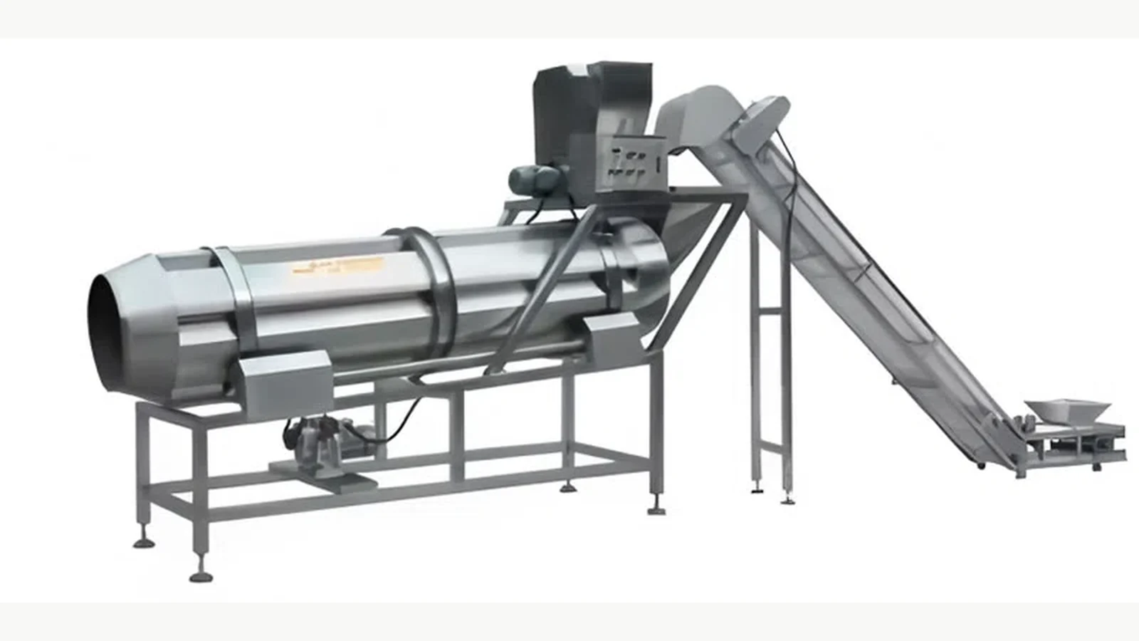 Zhuoheng drum seasoning equipment with an inclined product conveyor
