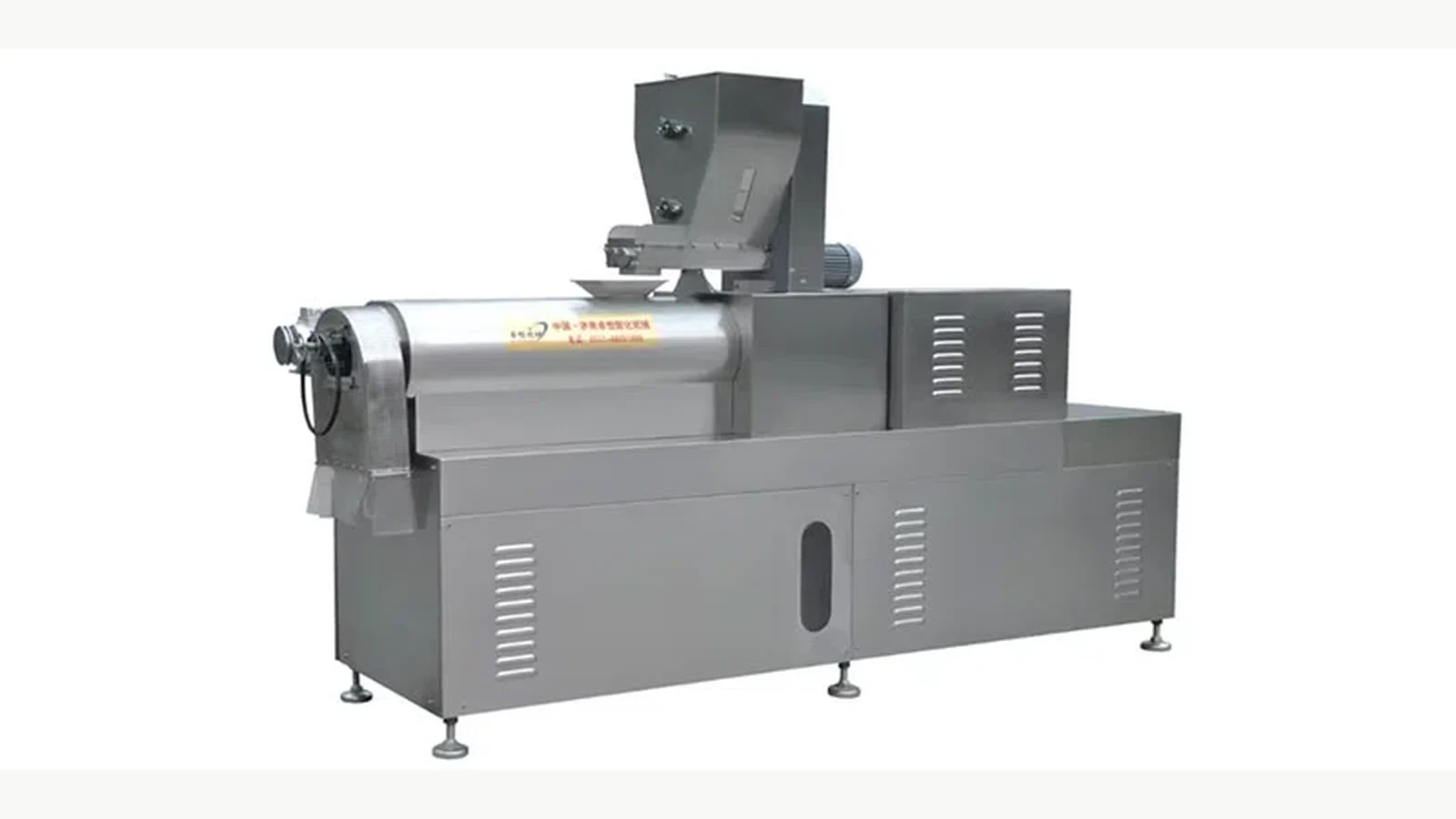Puffed snack extruder used to explain the forming stage during technical review