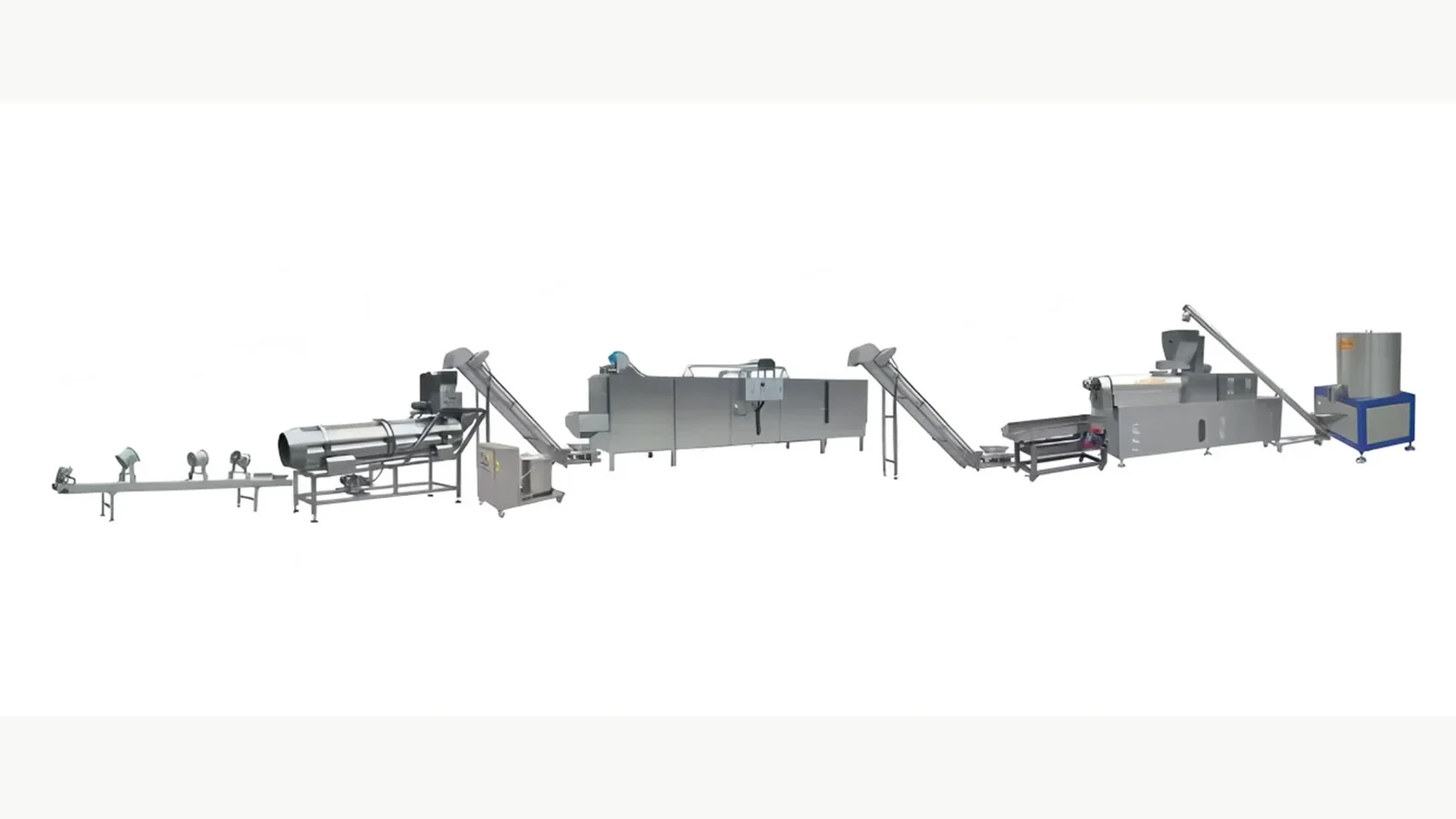 Complete puffed snack line reference used to place forming before downstream processing